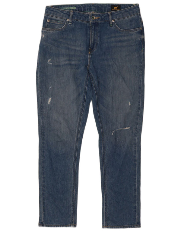 Lee Damen Distressed Slim Jeans W27 L26 Blaue Baumwolle