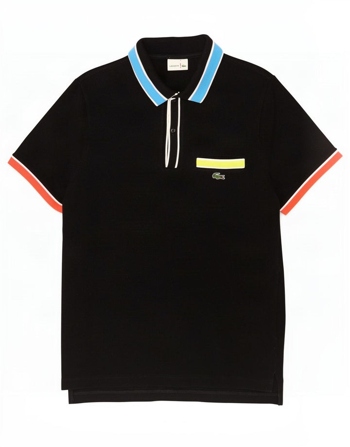 Lacoste Herren-Poloshirt, Größe 4, mittelschwarz, Colourblock-Baumwolle