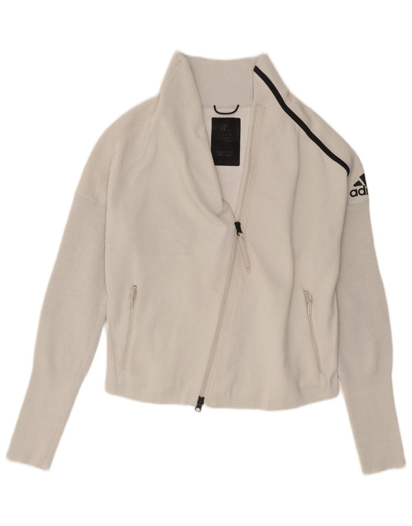 Adidas Damen Graphic Trainingsanzug Top Jacke UK 8/10 Small Weiß Polyester