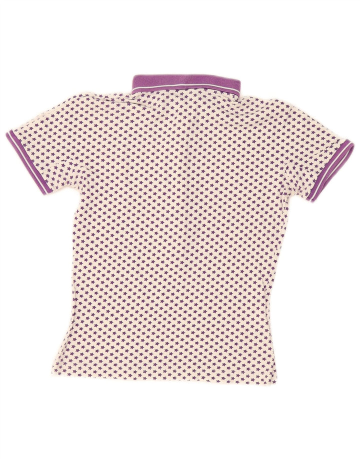 Fred Perry Damen Poloshirt UK 12 Mittelweiß gepunktete Baumwolle
