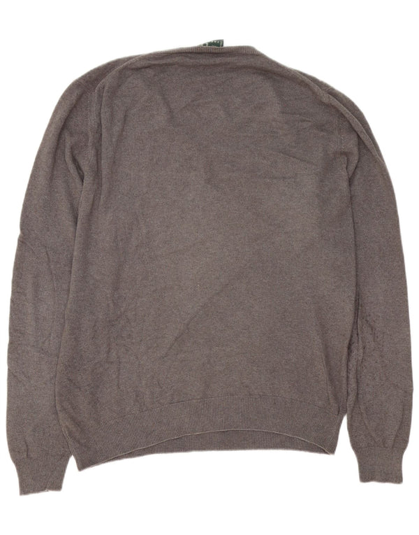 Fred Perry Herren-Pullover mit V-Ausschnitt, XL, graue Wolle