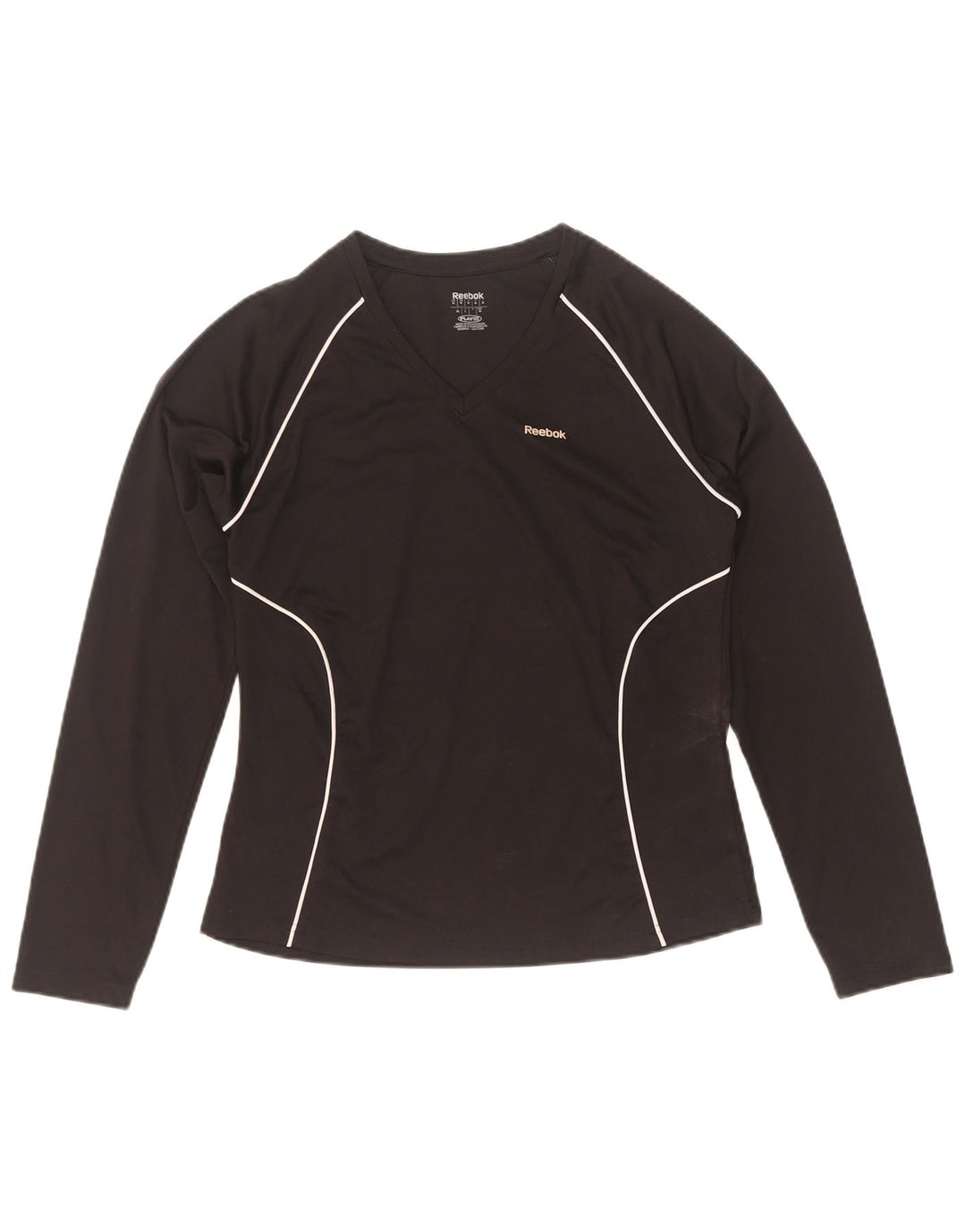 Reebok Damen Top Langarm UK 12 Medium Schwarz Polyester