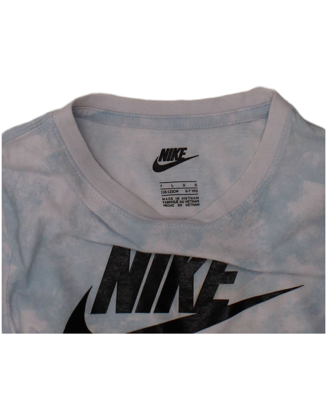 NIKE Grafik-T-Shirt für Jungen, 6–7 Jahre, Größe L, Blau, Batikfärbung