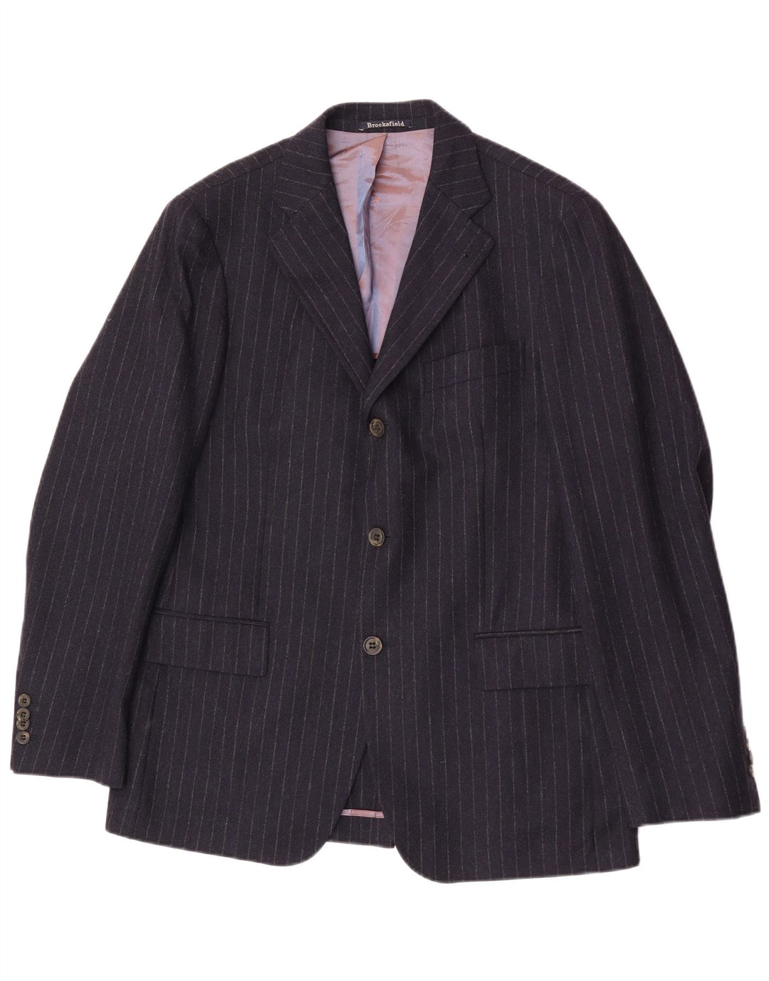 Brooksfield Herren-Blazer mit 3 Knöpfen, IT 50, groß, marineblau, Nadelstreifen