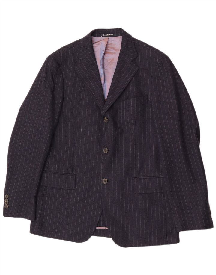 Brooksfield Herren-Blazer mit 3 Knöpfen, IT 50, groß, marineblau, Nadelstreifen