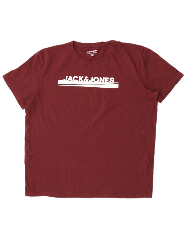 Jack & Jones Herren-T-Shirt mit Grafik, XL, Burgunderrot, Baumwolle