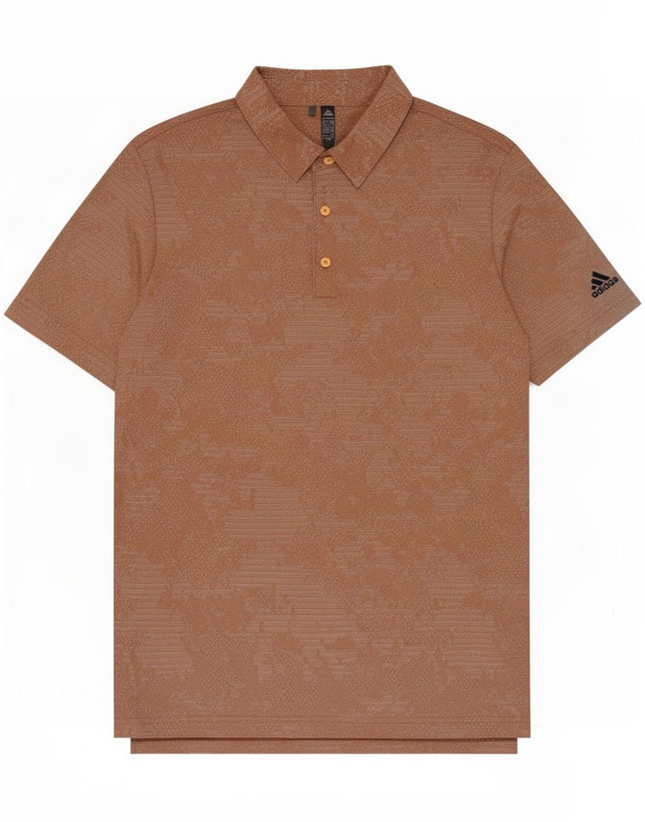 Adidas Herren-Poloshirt, groß, braun, geometrisch, Polyester