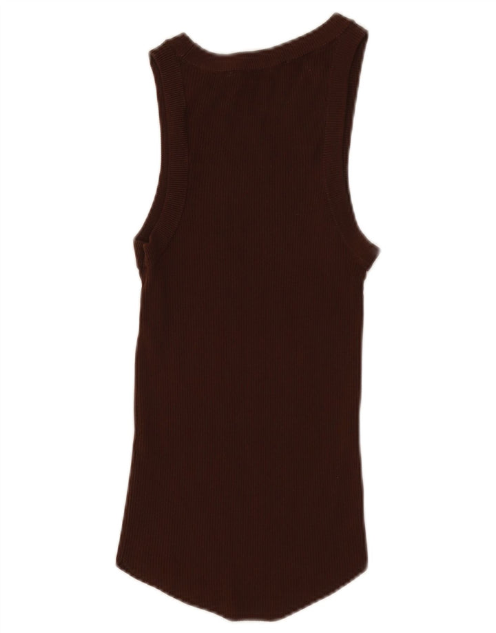 Zara Damen Weste Top UK 8 Small Braune Viskose