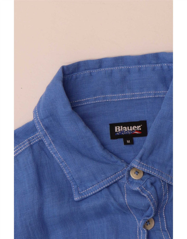 Blauer Herrenhemd Mittelblaues Leinen
