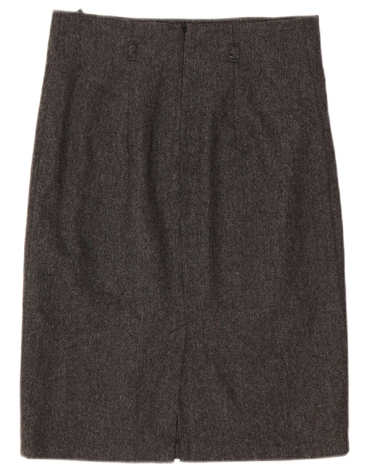 Benetton Damen Gerader Rock IT 42 Medium W30 Graue Wolle