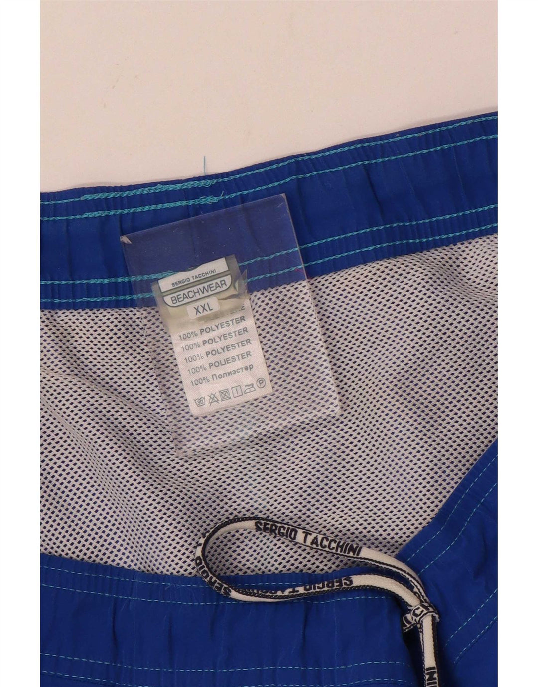 Sergio Tacchini Herren-Badeshorts 2XL, blaues Colourblock-Polyester