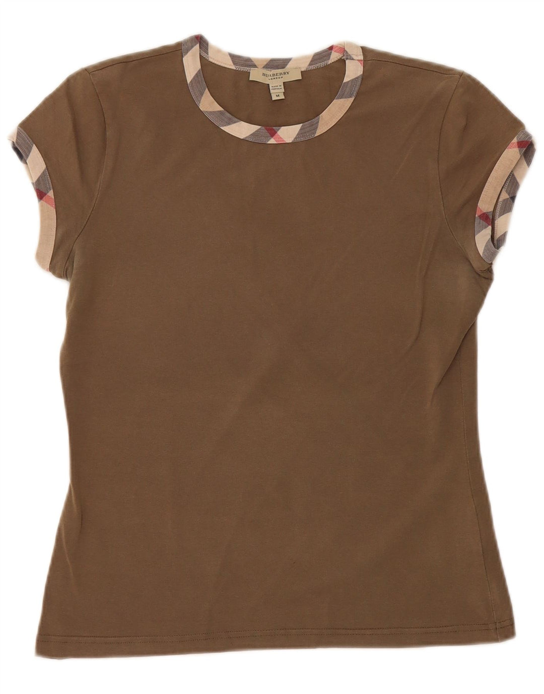 BURBERRY Damen T-Shirt Top UK 12 Medium Khaki Baumwolle