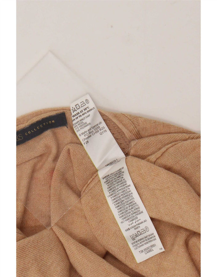Marks & Spencer Damen-Pullover mit V-Ausschnitt, UK 12, mittelbeige Wolle