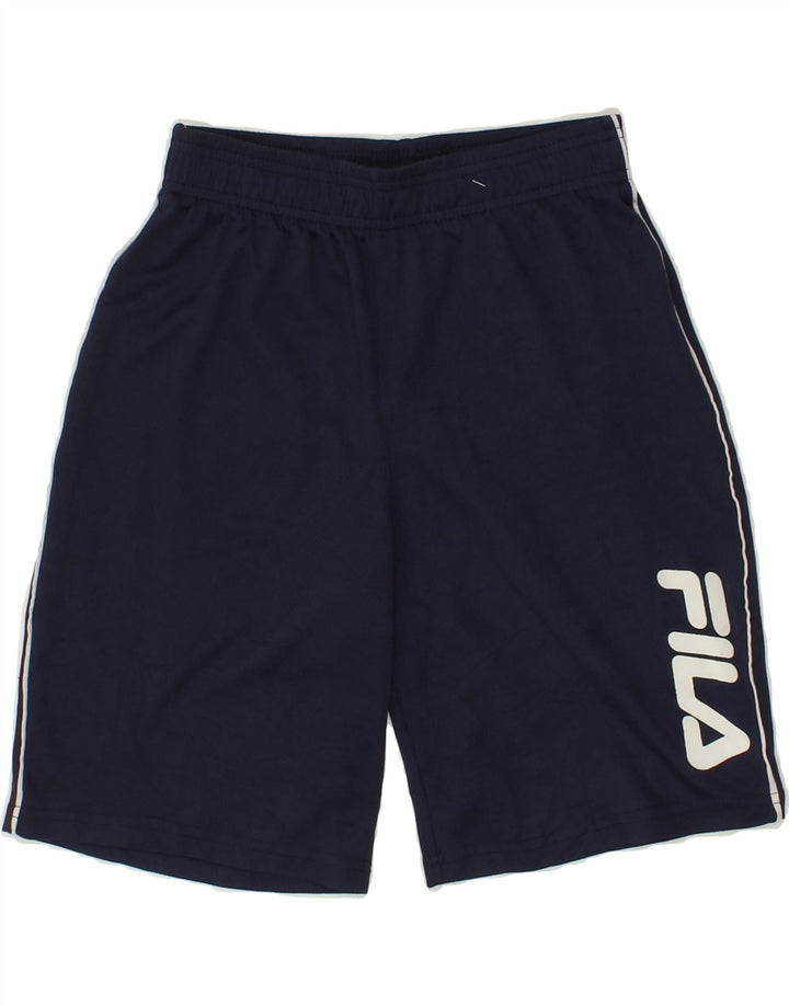 FILA Boys Graphic Sport Shorts 10-11 Years Medium Navy Blue Polyester Vintage Fila and Second-Hand Fila from Messina Hembry 