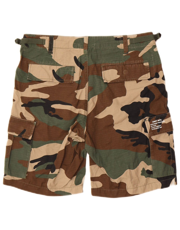 Obey Herren Cargo-Shorts W30 Medium Khaki Camouflage Baumwolle