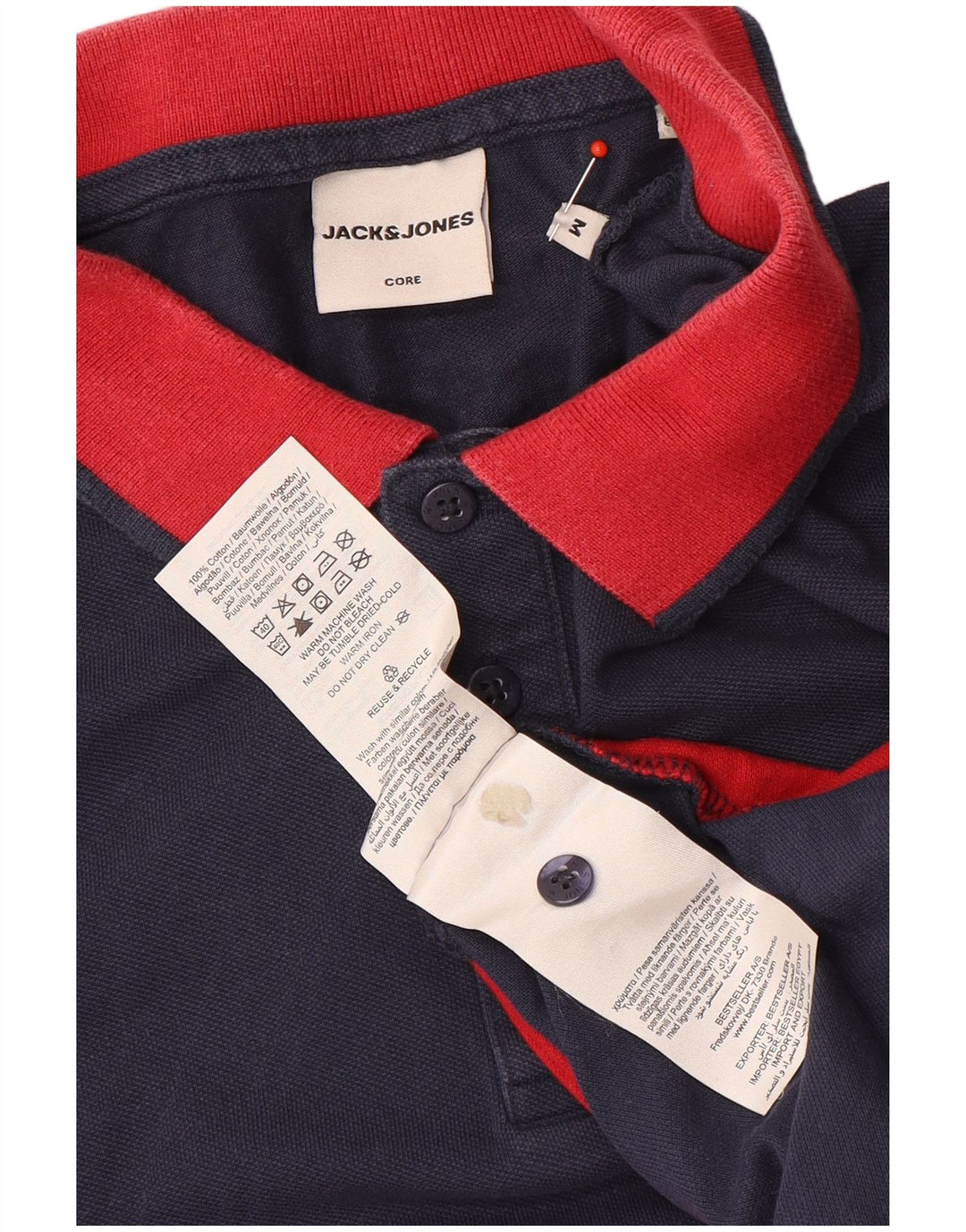 Jack & Jones Herren-Poloshirt aus mittelblauer, marineblauer Colourblock-Baumwolle
