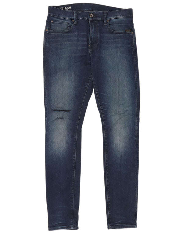 G-Star Herren Revend Distressed Skinny Jeans W33 L34 Marineblaue Baumwolle
