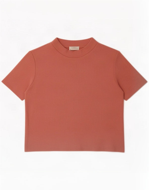 Zara Damen Trafaluc Crop T-Shirt Top UK 12 Mittelrosa Baumwolle