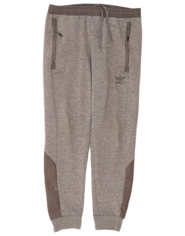 Adidas Herren-Trainingshose, Jogginghose, mittelgraues Farbblock-Polyester
