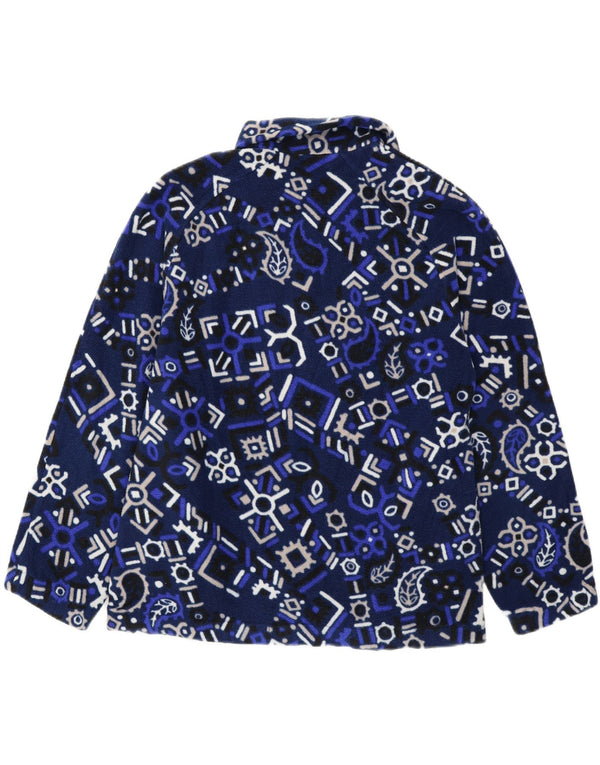 VINTAGE Herren-Fleecepullover mit Reißverschluss am Hals, groß, marineblau, geometrisch