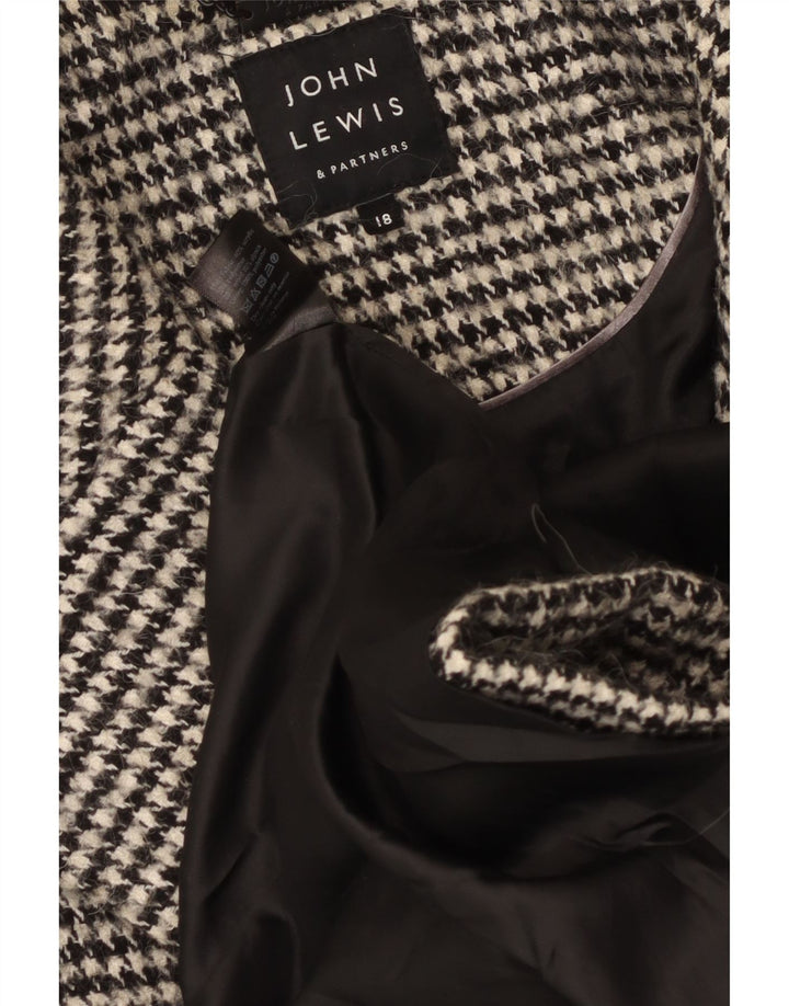 John Lewis Damen Übergroßer zweireihiger Mantel UK 18 XL Schwarzer Hahnentritt