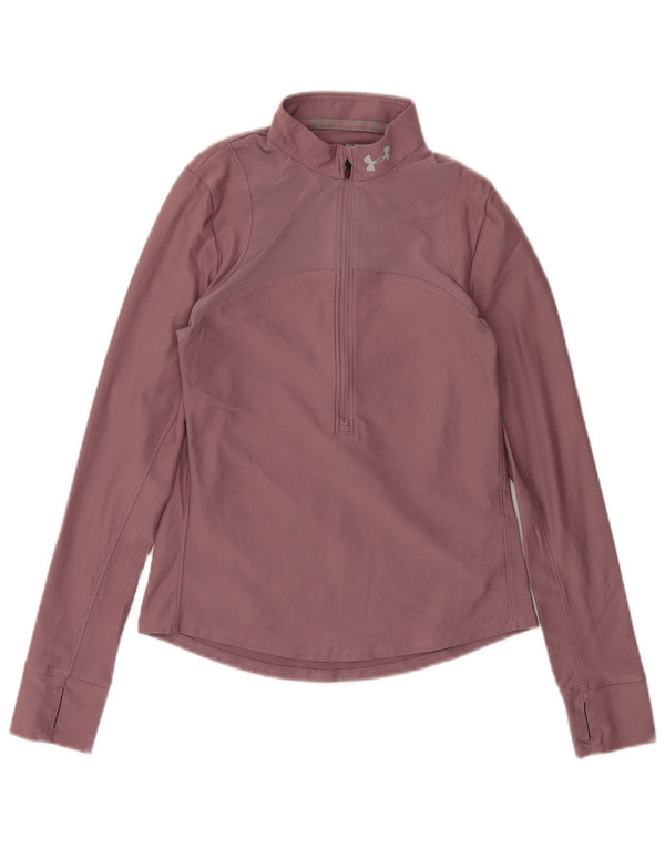 Under Armour Damen Zip Neck Top Langarm UK 6 XS Pink