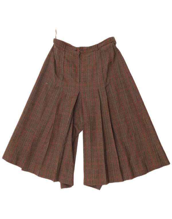 Vintage Damen Capri-Hose mit hoher Taille, IT 40, klein, W28, L18, braun kariert