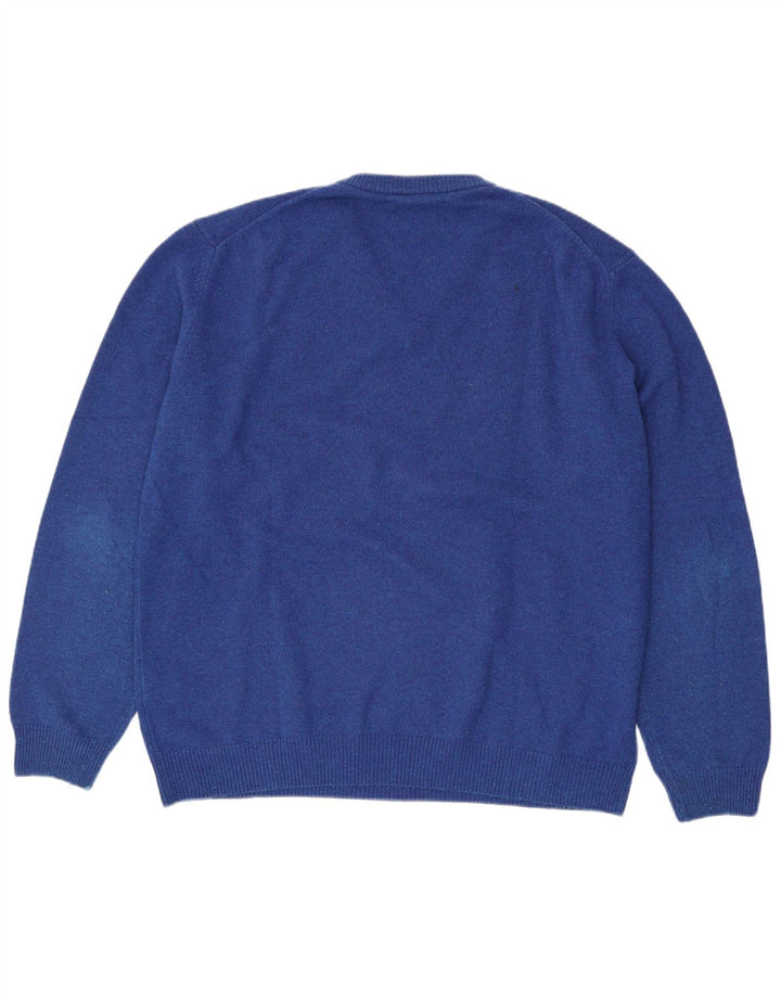 Marlboro Classics Herren-Pullover mit V-Ausschnitt, 3XL, blaue Wolle