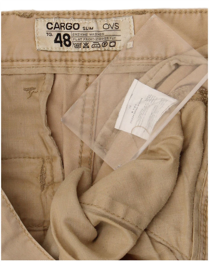 OVS Herren Slim Cargohose IT 48 Medium W34 L32 Beige Baumwolle
