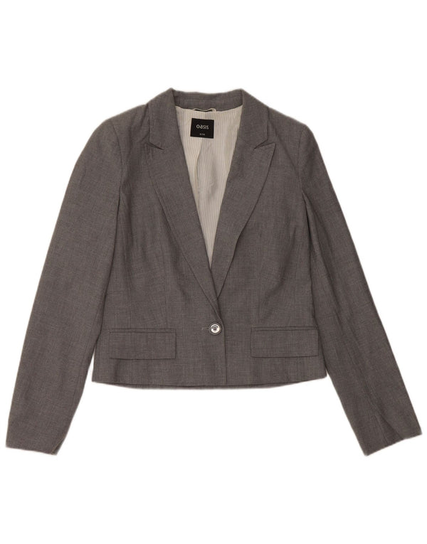 OASIS Damen Crop 1 Button Blazer Jacke UK 8 Small Grau Polyester