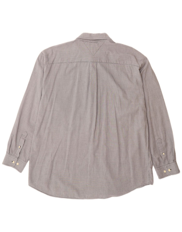 Tommy Hilfiger Herrenhemd XL Graue Hahnentritt-Baumwolle