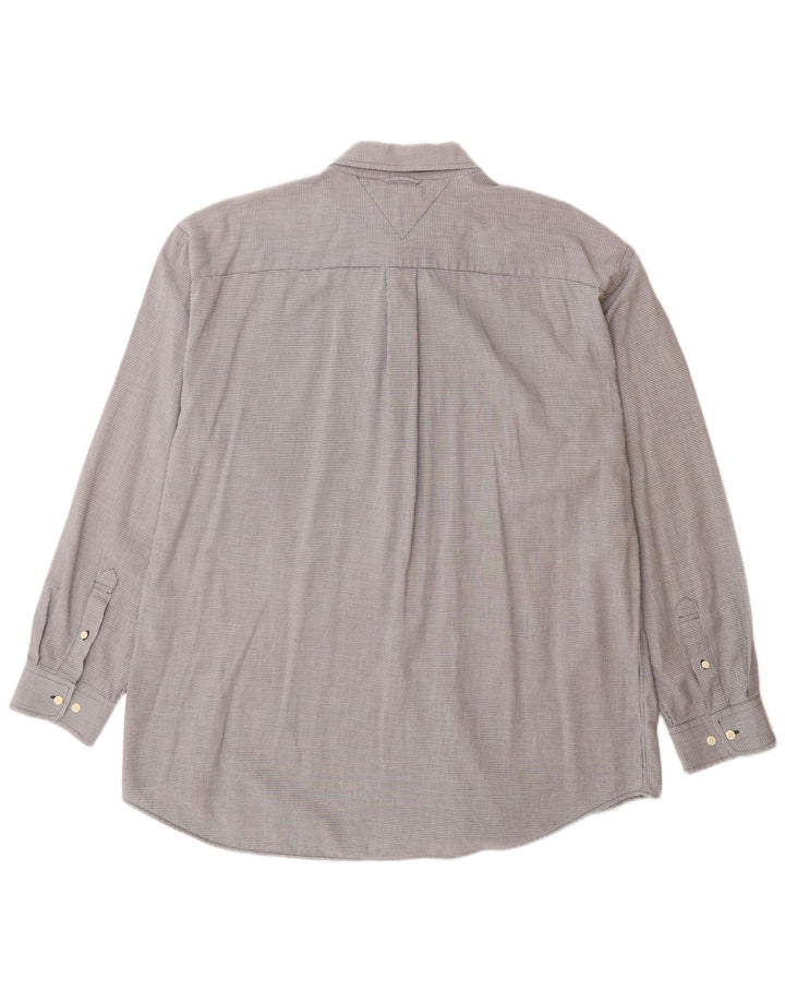 Tommy Hilfiger Herrenhemd XL Graue Hahnentritt-Baumwolle