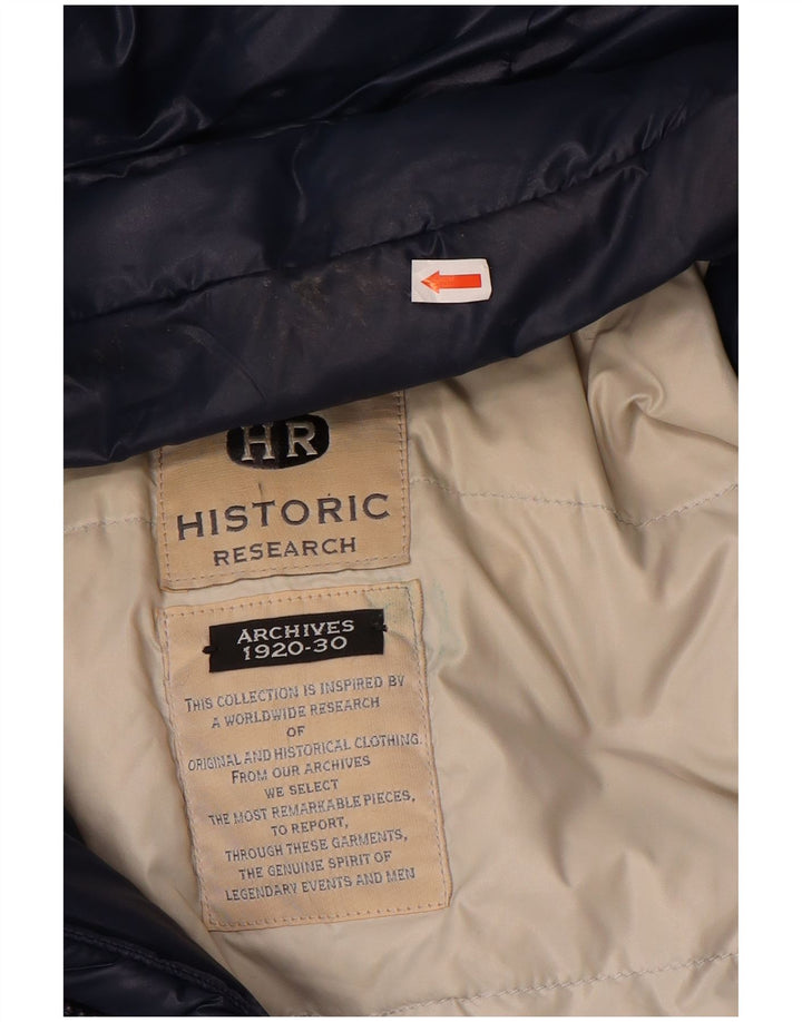 Historic Research Herren-Jacke mit Kapuze, gepolstert, Größe 40, Marineblau, Polyamid