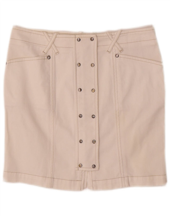 Fay Damen Mini-Jeansrock IT 42 Medium W26 Weiße Baumwolle