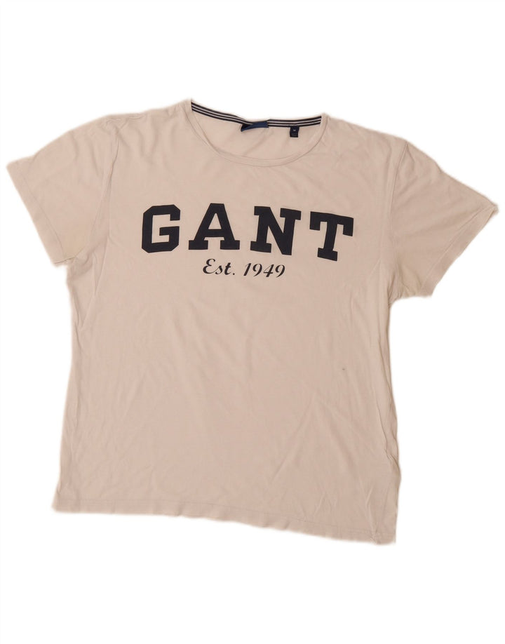 Gant Damen Grafik-T-Shirt-Oberteil UK 14 Mittelweiße Baumwolle