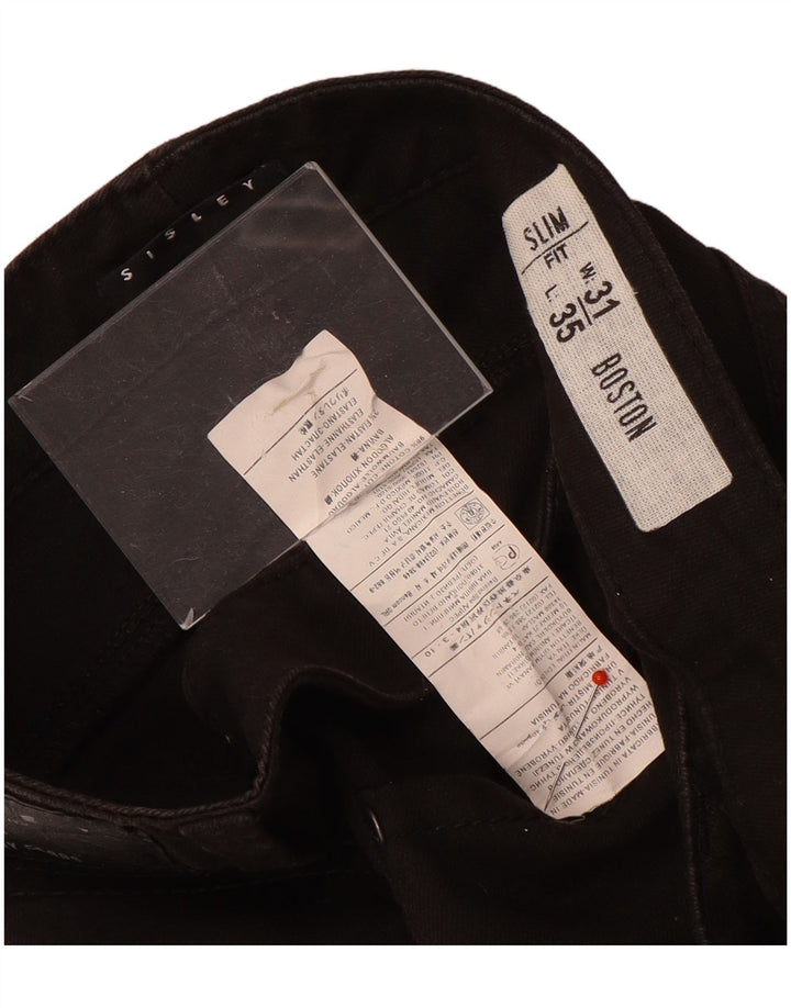 Sisley Herren Boston Slim Jeans W31 L35 Schwarze Baumwolle
