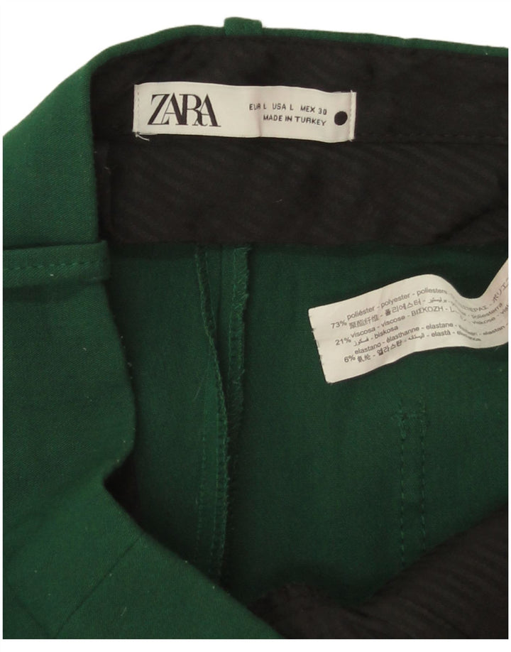 Gerade geschnittene Damenhose von Zara, Größe L, W30, L24, Grün, Polyester