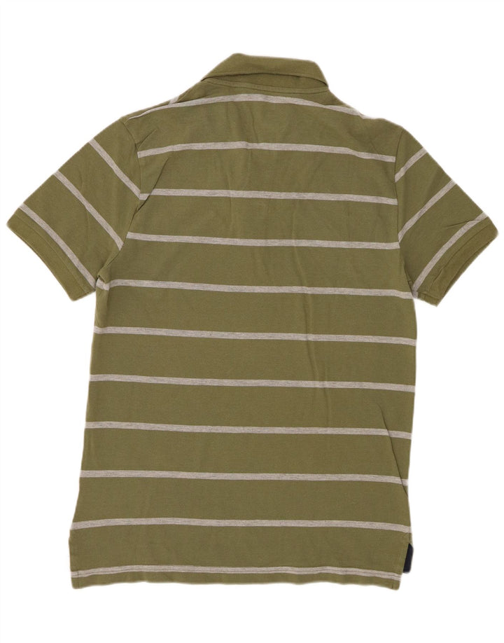 GAP Mens Polo Shirt Medium Khaki Striped Cotton