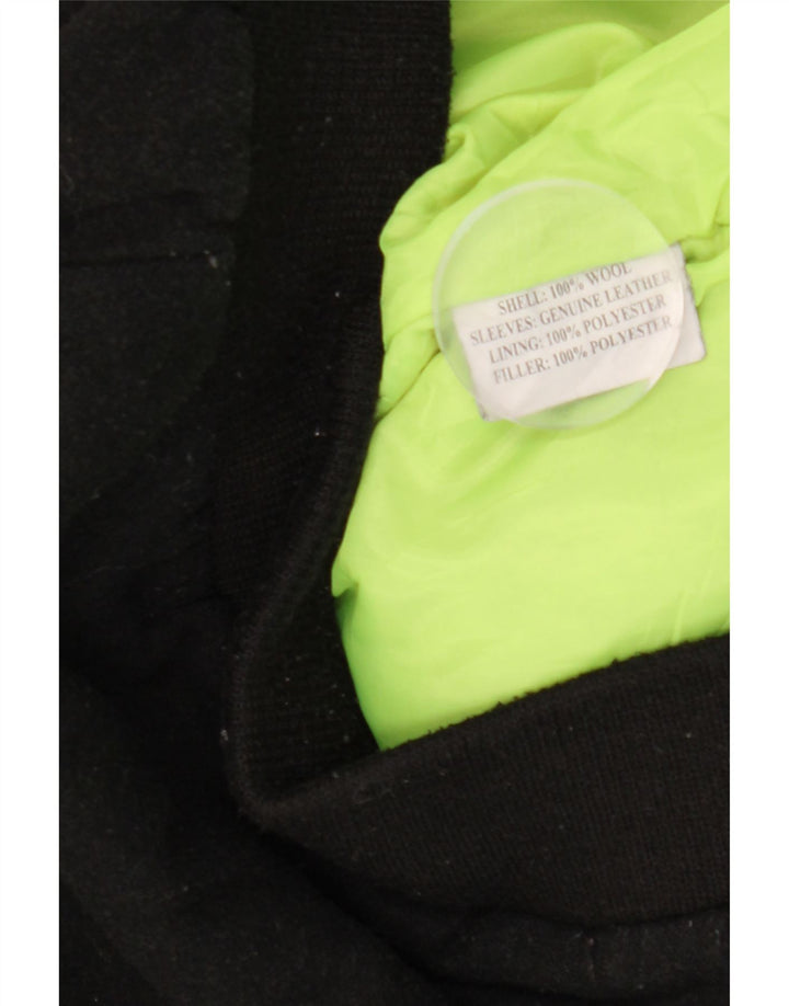 Dolly Noire Herren-Bomberjacke mit Grafik, UK 40, große schwarze Wolle