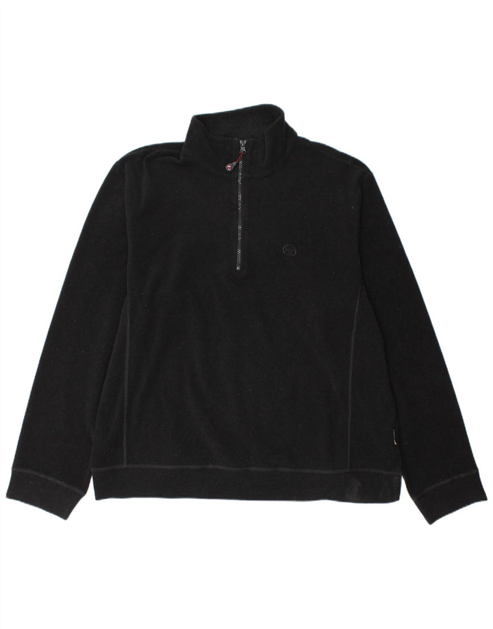 Sergio Tacchini Herren-Fleecepullover mit Reißverschluss, XL, schwarzes Polyester