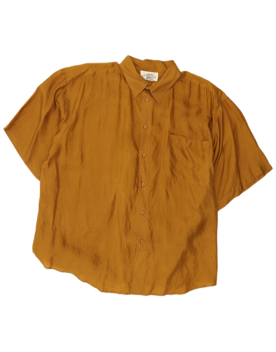 Lucky Star Herren-Kurzarmhemd XL aus brauner Seide