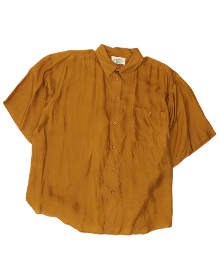 Lucky Star Herren-Kurzarmhemd XL aus brauner Seide