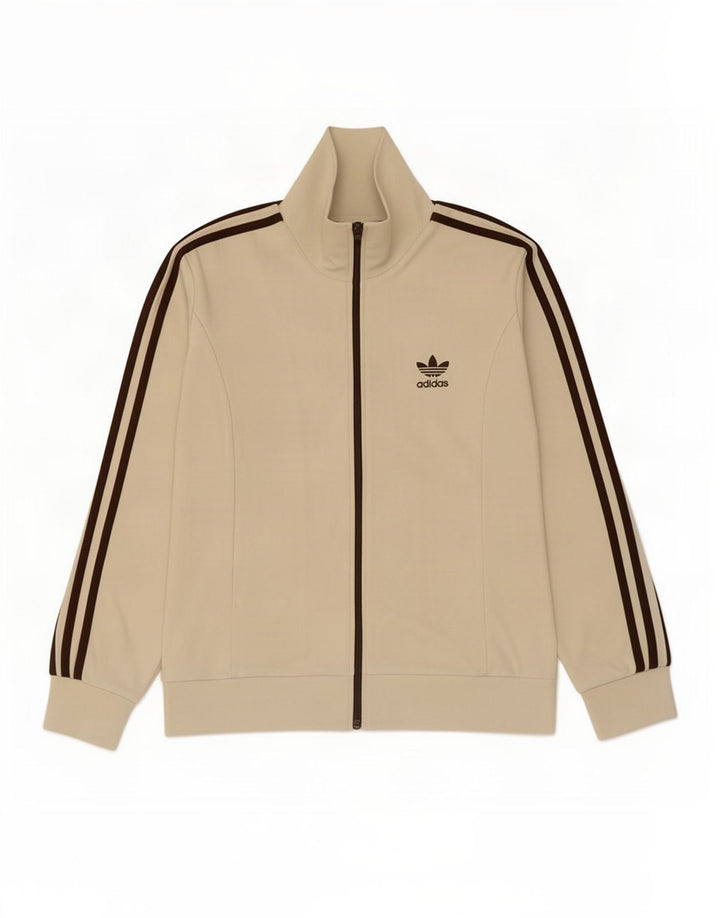 Adidas Damen Trainingsanzug Top Jacke UK 14 Mittelbeige Baumwolle
