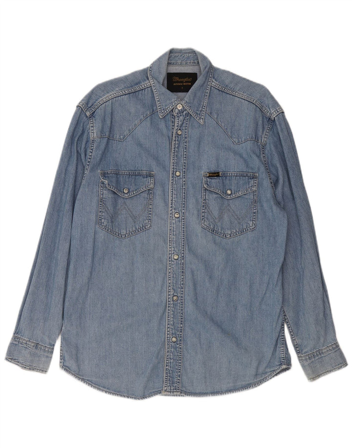 WRANGLER Mens Denim Shirt Small Blue Cotton