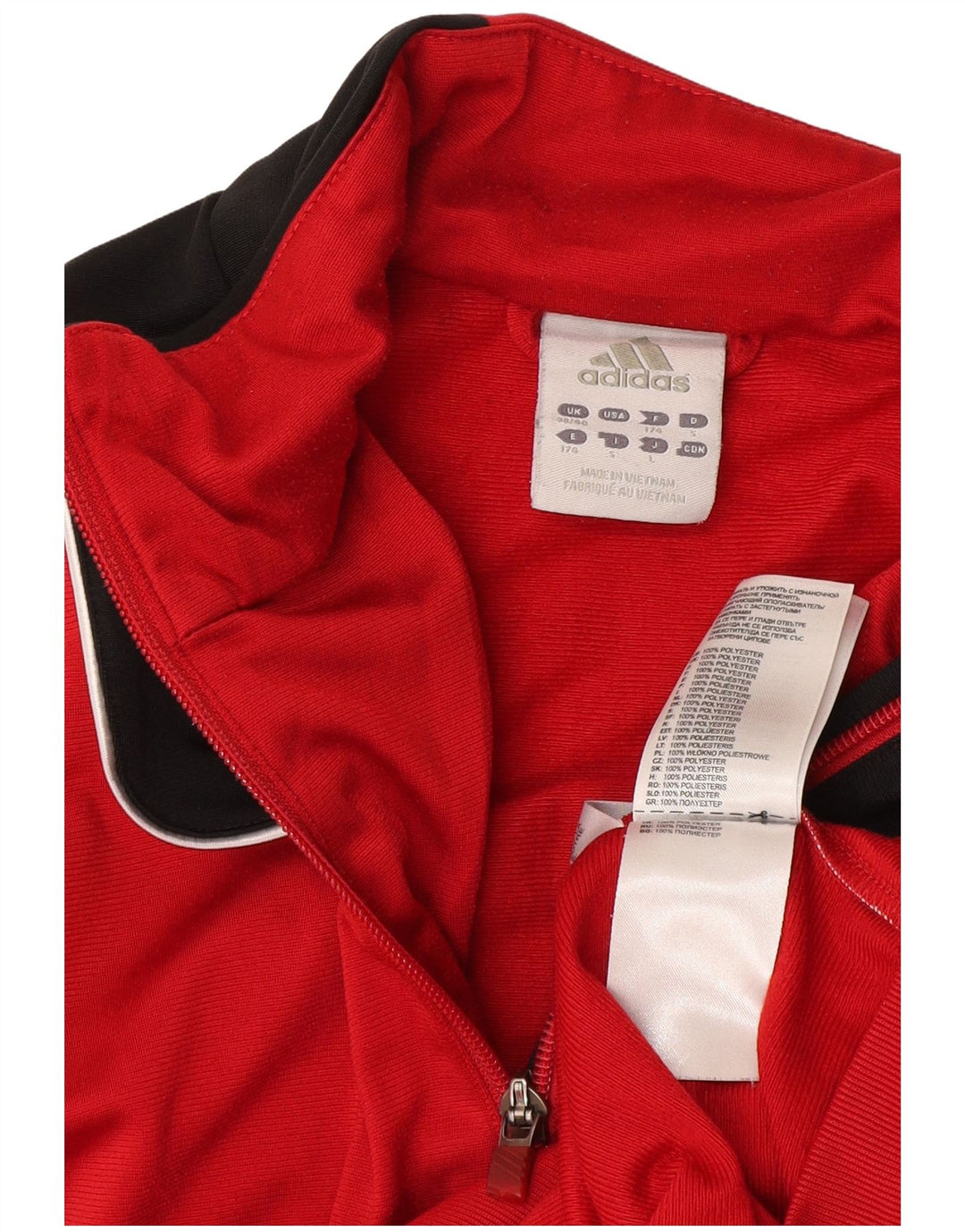 Adidas Herren-Trainingsanzug-Oberteiljacke UK 38/40 Mittelrotes Colourblock-Polyester