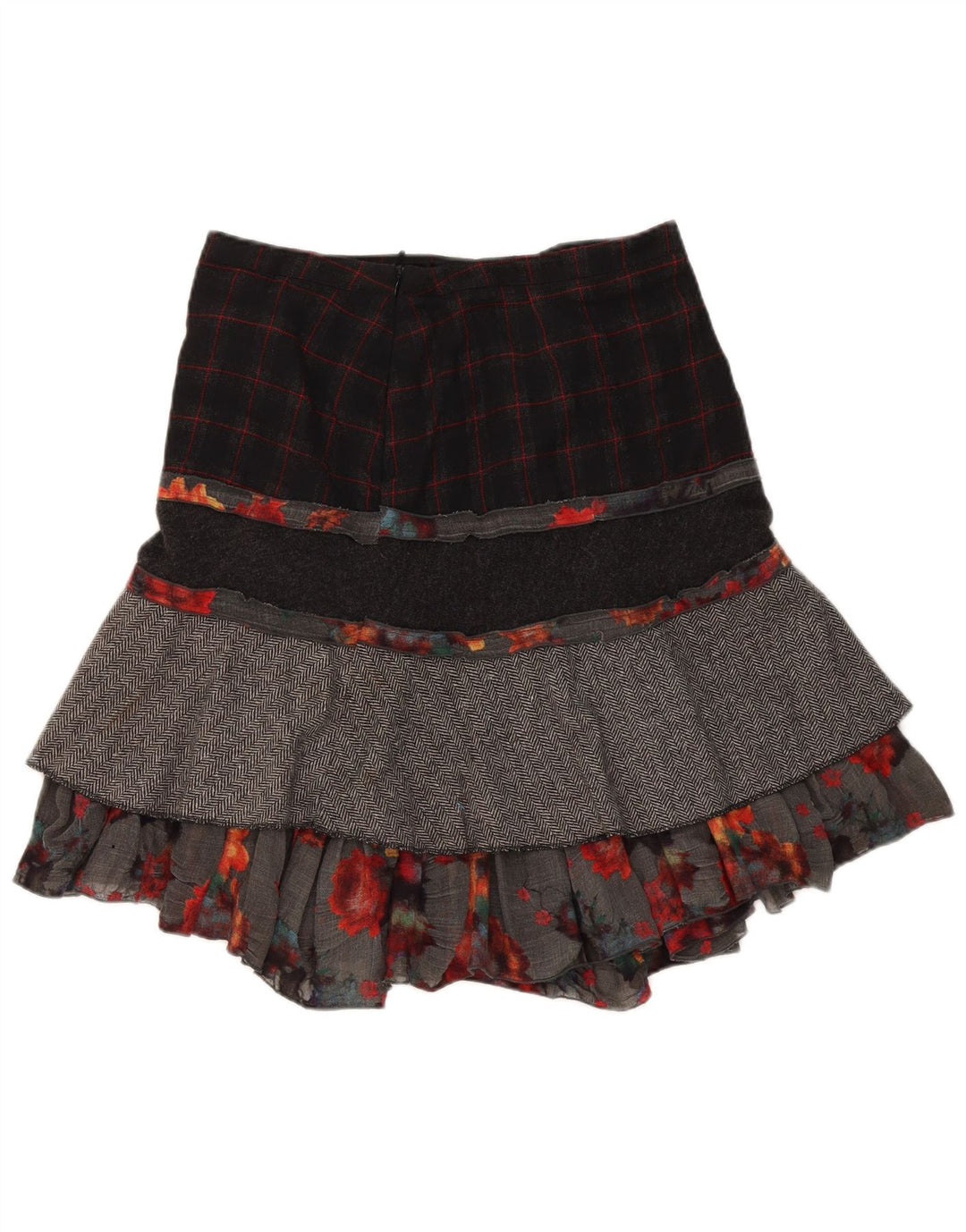 Bellissima Damen-Stufenrock W32, groß, mehrfarbig, Patchwork-Wolle