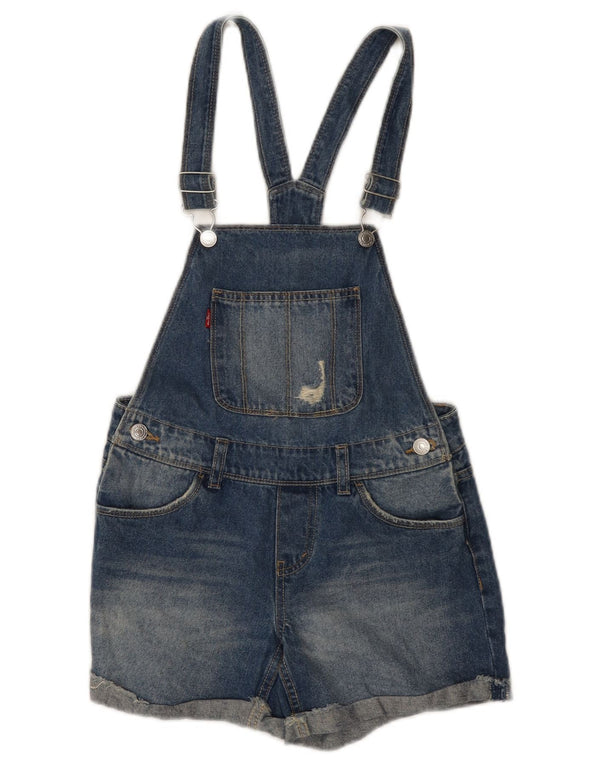 LEVI'S Mädchen-Latzhose, Denim-Shorts, 11–12 Jahre, W28, blaue Baumwolle