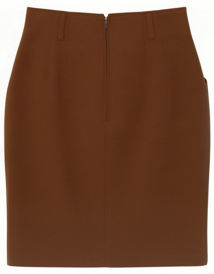 Benetton Damen Bleistiftrock IT 42 Medium W26 Braune Wolle