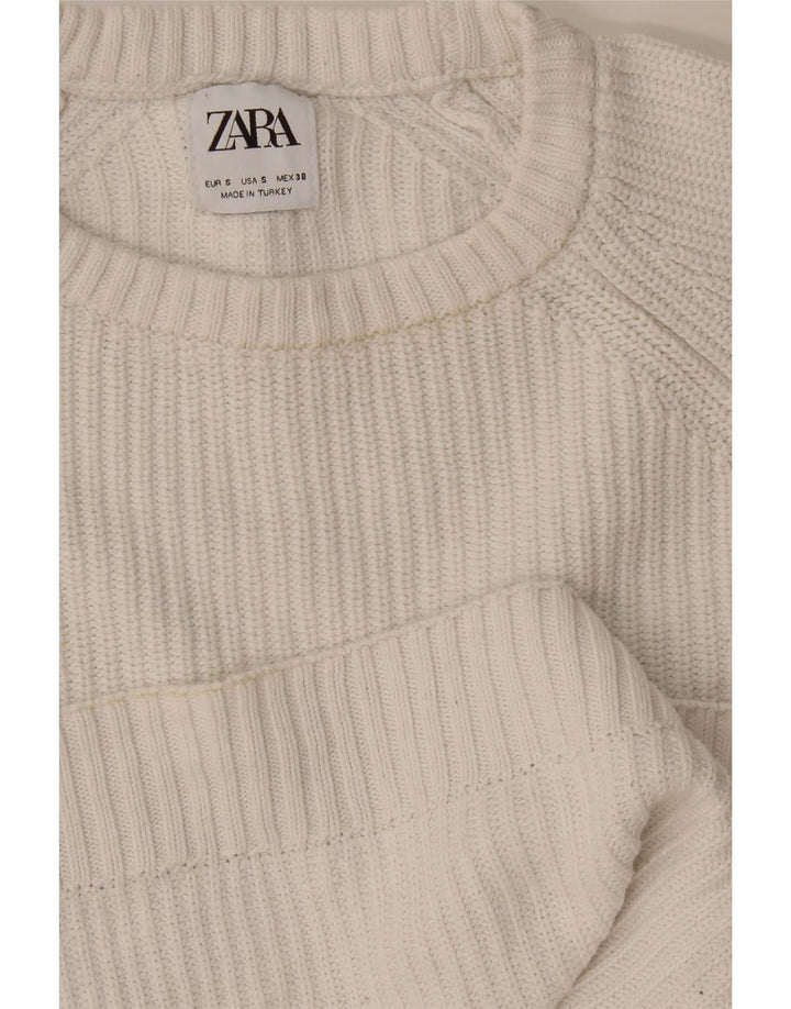 Zara Herren-Pullover mit Rundhalsausschnitt, Größe S, Weiß