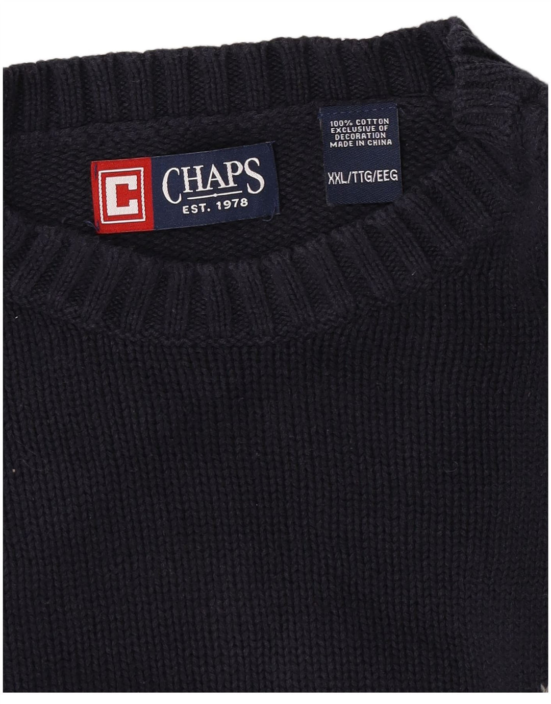 Chaps Herren-Pullover mit Rundhalsausschnitt, 2XL, Marineblau, Baumwolle
